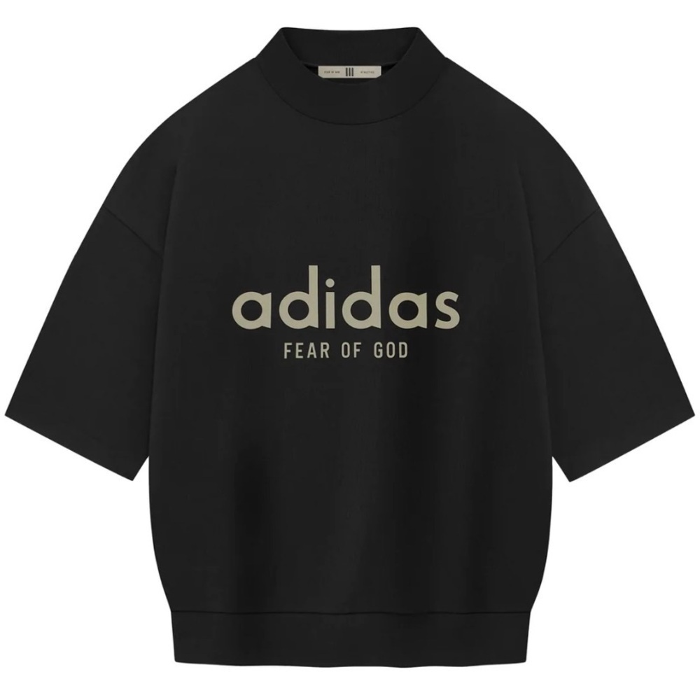 Fear Of God X Adidas Black Heavy Pullover Tee 3/4 Sleeve Mock Neck Unisex NWT